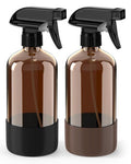 Amber Glass Spray Bottle 16oz with Silicone Sleeve, 2 Pack
