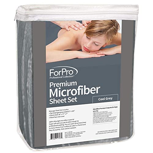 ForPro Professional Microfiber 3-Piece Massage Sheet Set, Grey