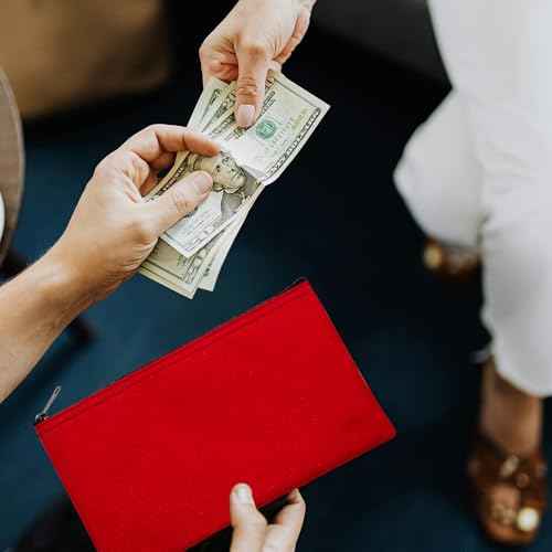 Multipack of 2 Compact Zipper Cloth Pouches, Zipper Bag, Travel Toiletry, Cosmetics, Stationary Case, 11 x 6 inches (Red)