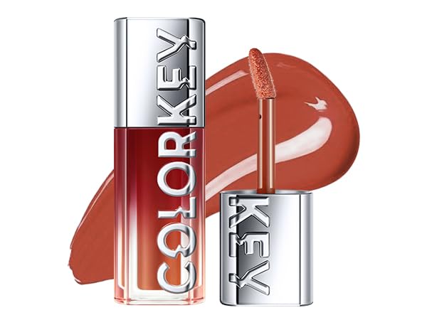 COLORKEY 3D Plump Oil Lip Gloss, High-shine Finish, Lip Tint, Moisturizing, Non-Sticky, Clear and Natural, Glassy Shine (G01 Caramel Tea, 3ml)