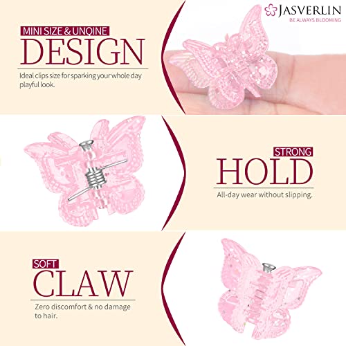 Glitter Butterfly Mini Hair Claw Clips - 50 Pack