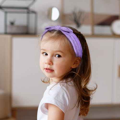 Bow Headbands for Girls Kids, Thin Headband with Bow Women Hair Accessories Fashion Knotted Head Band Non Slip for Toddlers(Purple/White, 2Pcs)
