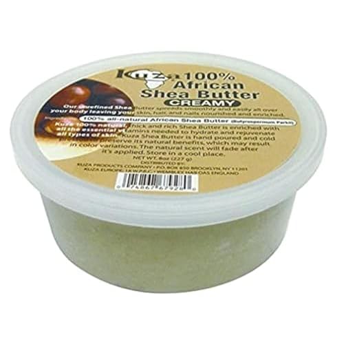 Kuza 100% African Shea Butter - Creamy, White - for Skin, Hair and Nails, 8 oz