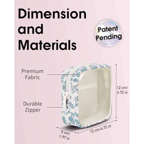Wandering Nature Clear Makeup Bag for Purse Mini Make up Bag Cute Cosmetic Pouch for Women with Slip-in Pockets Travel Toiletry Essentials Organizer Pouch,Blue Flower