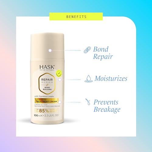 HASK Bond Building Leave-In Treatment Cream with TripleBond Complex & Argan Oil, Repairs Damage, Prevents Breakage, Adds Moisture, Sulfate-Free, Cruelty-Free, Color-Safe ? 3.3 oz