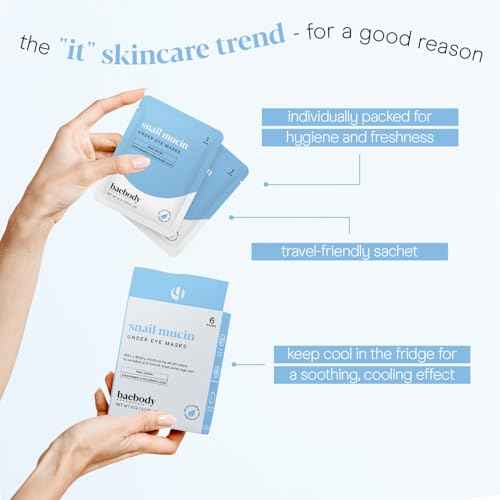 Baebody Advanced Snail Mucin Under Eye Patches for Women & Men (6 Pairs) - Under Eye Masks for Dark Circles and Puffiness - With Niacinamide - Reduce Fine Lines and Wrinkles