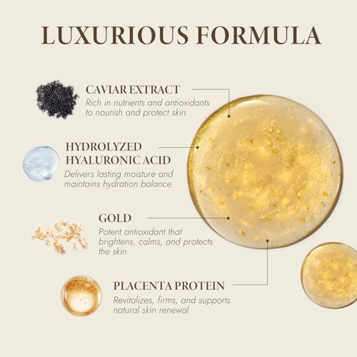 BIOCHEM Golden Placenta Ultra Essence - Placenta Face Serum with Gold Foil, Anti-aging, Hydrating, Firming, Wrinkles, Fine Lines and Skin Tone, Gentle Skincare for Fragrance-Free(4.06 fl. oz / 120 mL)