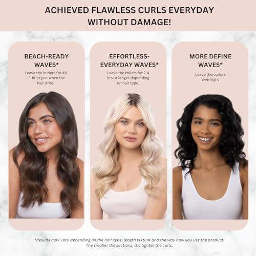 Satin Pillow Flexi Rods 6-Piece Heatless Overnight Hair Curlers Set, Marble