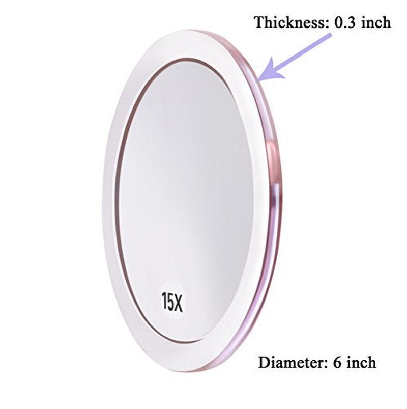 15X Magnifying Mirror with Suction Cups - Rose Gold