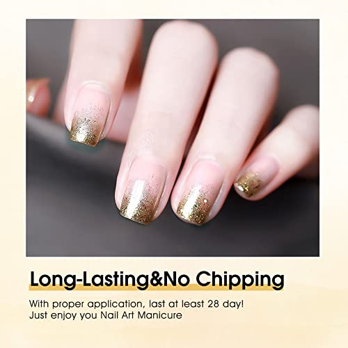 CANNI Glitter Gold Gel Nail Polish, 1Pcs Gold Reflective Gel Polish Sparkle Gold Color Nail Polish Gel High Gloss Soak Off U V Gel Nail French Nail Manicure Salon DIY