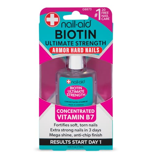Nail-Aid Biotin Nail Strengthener 0.55 Fl Oz - Fast-Acting Vitamin B7 Treatment for Weak, Peeling Nails - Pack of 1
