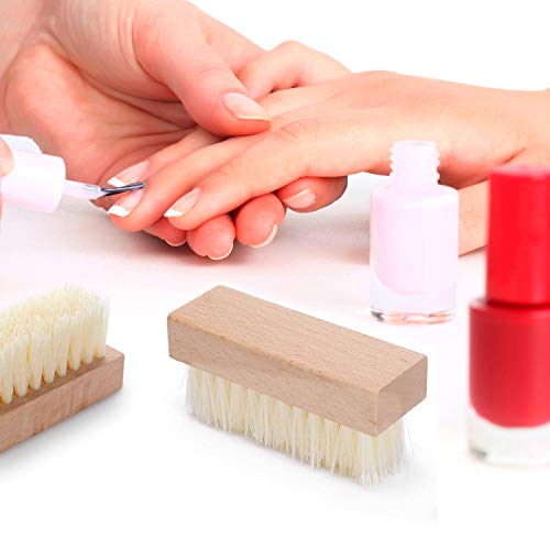 4 Pack Wooden Nail Brush Set - Non-Slip Fingernail Scrub Brushes