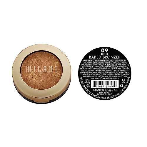 Milani Bronzer Powder - Baked Bronzer Made in Italy, Bronzing Shimmer Highlighter Makeup for Contour -Dolce