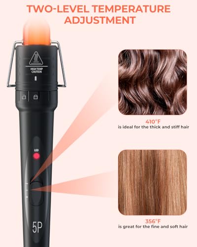 Ohuhu 5-in-1 Curling Wand Set with 5 Ceramic Barrels & Heat Glove