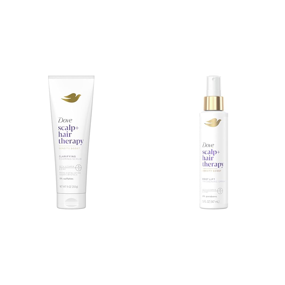 Dove Scalp + Hair Therapy Scalp Scrub and Root Lift Thickening Spray Density Boost 4-Step Routine