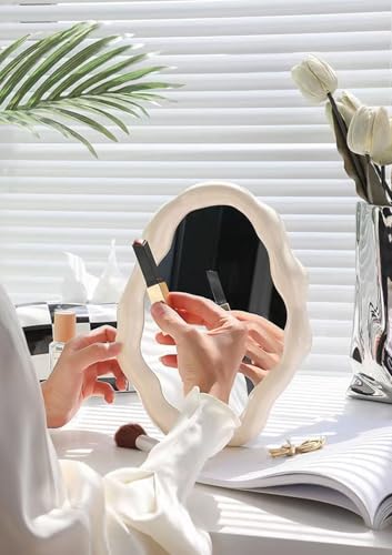 Cloud Makeup Mirror with Adjustable Stand - White
