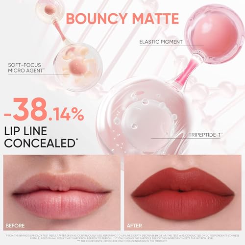 JUDYDOLL Cushion Matte Lip Cream, Hydrating Matte Lipstick with Tripeptide & Squalane, Lip line blurring, Velvet Lip mud, Smudge-Proof, Transfer-Proof, Long-Lasting, Non-craked (New N12 Toffee Peach)