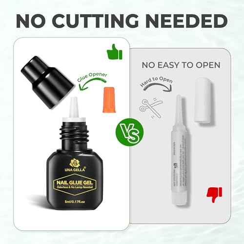 UNA GELLA Super Strong Gel Nail Glue for Press Ons: No U V Lamp Needed Glue Gel, Travel-Size 5ml Nail Adhesive for Press on Nails, Nail Tips&Acrylic Nails-Quick Dry, No Smell, Long-lasting