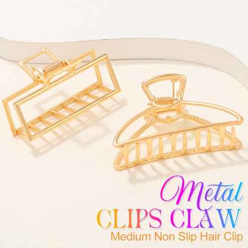 CAKURE Gold Claw Clips Metal Medium Claw Hair Clips Geometric Hair Claws Hair Accessories for Women