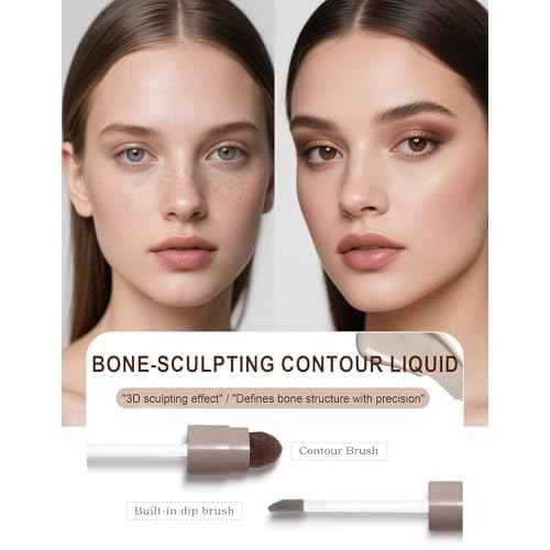 Cool Toned Liquid Contour Stick£¬Grey Nose Contour with Brush for Fair Pale Light Olive Skin,Long Lasting Cream Bronzer Gray, Blendable Lightweight Contouring Makeup Vegan & Cruelty-Free#01