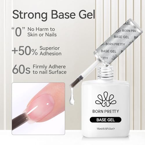 BORN PRETTY No Wipe Gel Top and Base Coat Set - 15ml Long Lasting