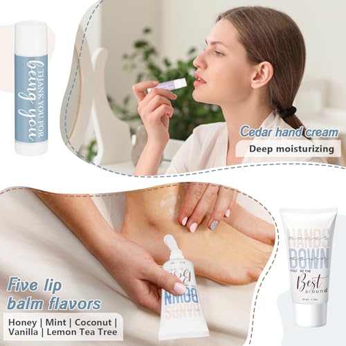 30 Sets Thank You Gifts Bulk for Women Employee Appreciation Gifts Hand Cream and Lip Balm Set Inspirational Hand Lotion for Nurses Office Staff Female Coworker Team Volunteers Guests