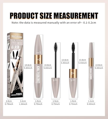 2-in-1 Mascara & Eyeliner Set, 24HR Waterproof Black