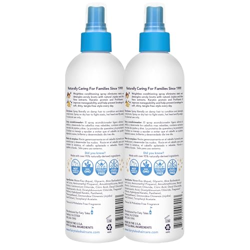 Fairy Tales Tangle Tamer Static Free Detangling Spray - Detangler Spray for Kids - Paraben Free, Sulfate Free, Gluten Free, Nut Free - 12 oz (2 pack)