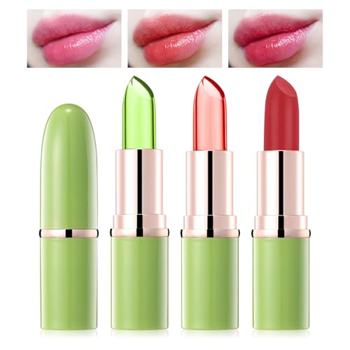 3PCS Aloe Vera Color Changing Lipstick,Crystal Jelly Tinted Lip Balm,Magic Color Change Lipgloss Set,Hydrating Lip Balm,Long-lasting Waterproofing Lipstick for Makeup