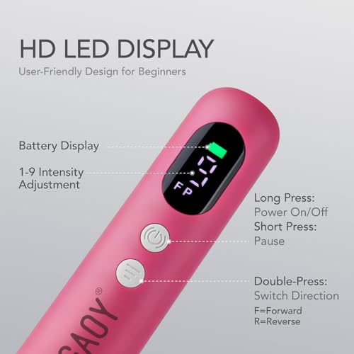 GAOY Cordless Nail Drill with LED Display, Hot Pink