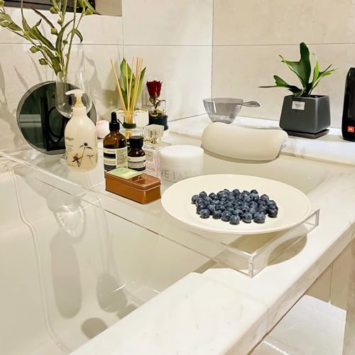 Clear Acrylic Bathtub Tray Table - Anti-Slip Bath Caddy