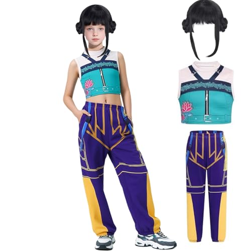Children's Costume Outfit Set - Top, Pants, Wig & Accessories for Theme Parties