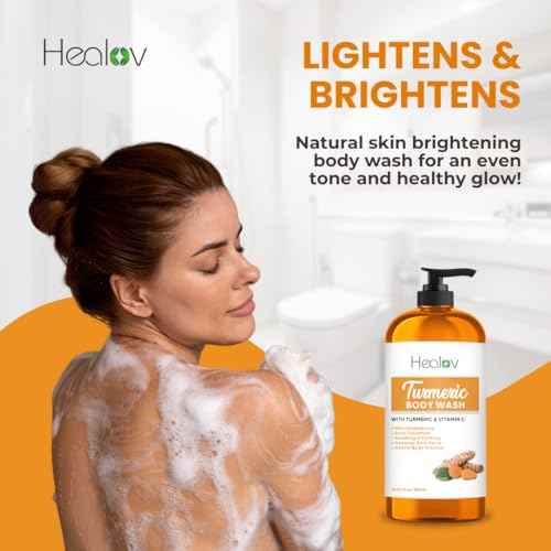 Turmeric Body Wash ? Skin Brightening Soap for Dark Spots, Hyperpigmentation ? Exfoliating Turmeric Face Wash Reduces Acne, Scars, & Cleanses Skin ? Natural Bath Liquid Soap