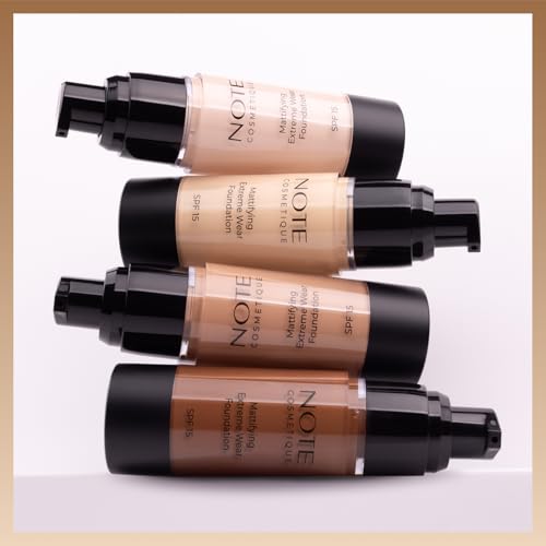 NOTE Mattifying Extreme Wear Liquid Foundation SPF 15 - Full Coverage Foundation Makeup - Matte for Oily and Combination Skin - 04-1 oz.