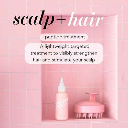 Saturday Skin Scalp + Hair Strengthening Peptide Treatment Overnight Serum Awakened Pepped Nourished Thicker Longer for Thin & Dry Hair Collagen Keratin (2.70 Fl. Oz.)