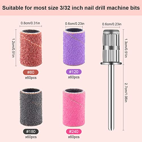 Nail Sanding Bands Set 240 Pieces 80#120#180#240# Grit