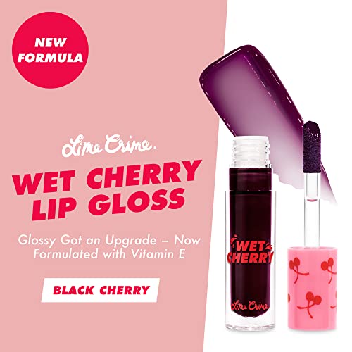 Lime Crime Wet Cherry Lip Gloss, Black Cherry (Deep Red Black) - Cherry Scented Lightweight, Plumping & Comfortable Ultra Glossy Sheen That Won't Stick - Won't Bleed or Crease - Vegan Makeup