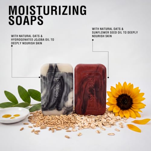 Assorted Rinse & Robust Men’s 4-in-1 Exfoliating & Moisturizing Bar Soap Set - Gift for Dad & Men