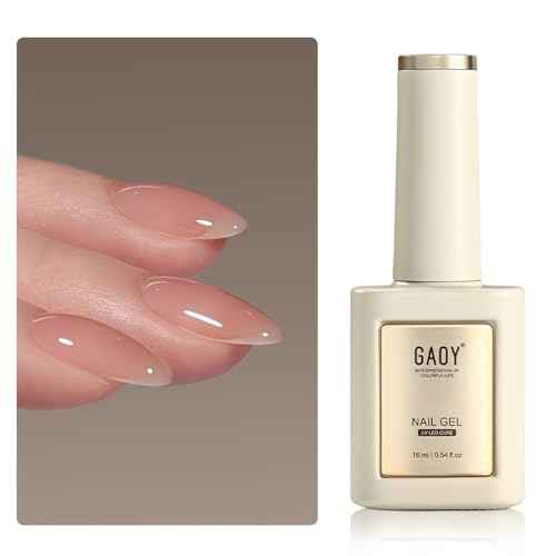 GAOY 16ml Builder Base Gel, Jelly Rubber Base Nail Gel Nude Sheer Pink, 3-in-1 Soak Off UV Light Cure Nail Strengthener, 01 Lush Nude