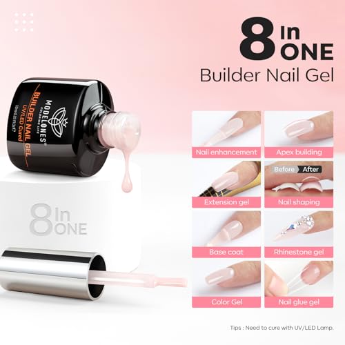 Modelones Base Coat Builder Nail Gel - 2 Pcs Nude & Rose Pink, Modelones B-Nude Rose-2