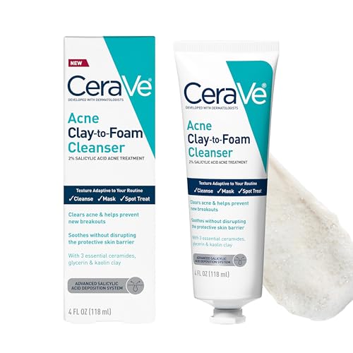 CeraVe Clay to Foam Acne Face Wash - Salicylic Acid, 4oz