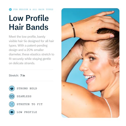 Gimme Beauty Low Profile Hair Bands - Gentle, No-Snag Elastic Ties for Fine & Thick Locks - Non-Slip Seamless Ponytail Holders - Trendy Hair Accessories - Light Brown, 20 Pack