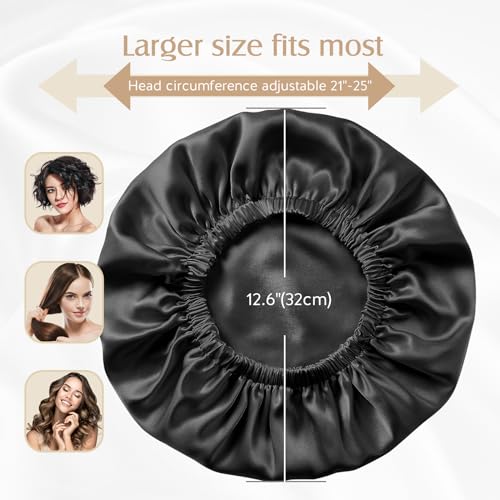 YFONG Double Layer Silk Sleep Cap for Women - 22 Momme Mulberry Satin Bonnet with Adjustable Elastic, Reduces Frizz & Keeps Hairstyle