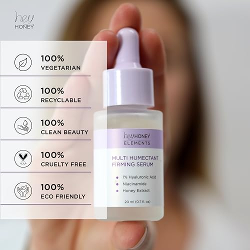 Hey Honey Multi Humectant Firming Serum: 1% Hyaluronic Acid Urea Lactic Acid & Honey Complex for Deep Hydration, Plumping & Skin Barrier Support | 20 mL / 0.68 fl oz