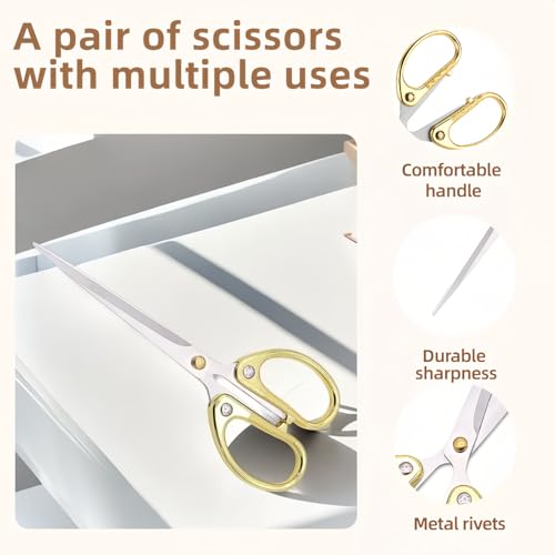 6.3 Inch Stainless Steel Office Scissors - Ambidextrous Multi-Purpose Shears