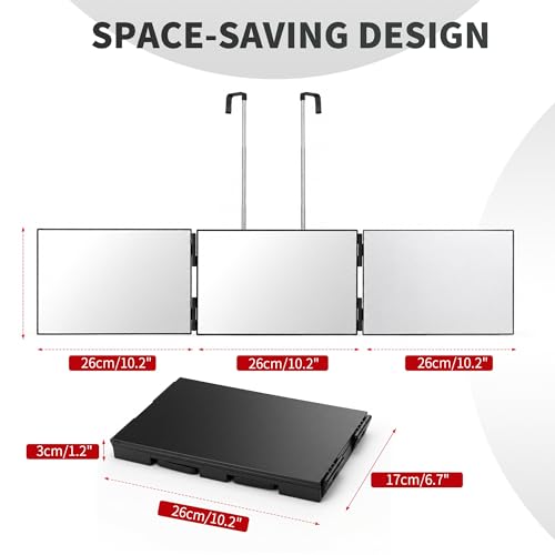 3-Way Mirror for Self Hair Cutting – 360° View for Men & Women