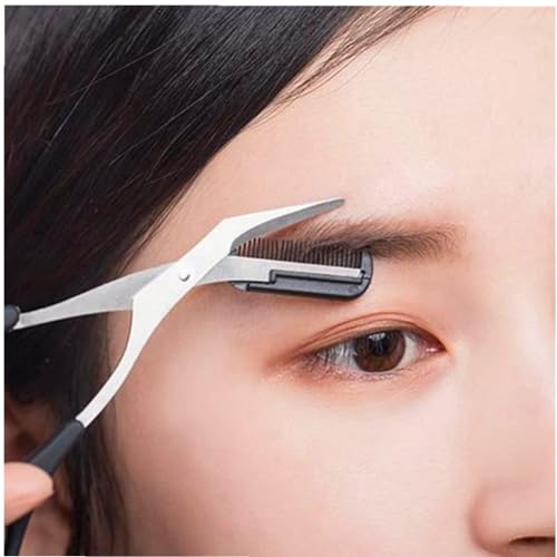 Eyebrow Trimmer Scissors with Comb - Women's Grooming Tool, Non-Slip Handle, Stainless Steel