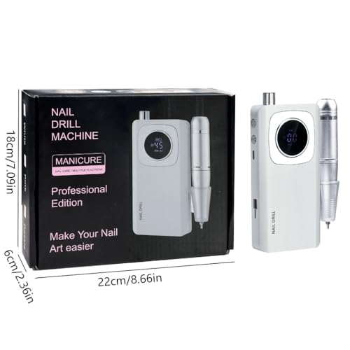 45000RPM Electric Nail Drill - Cordless Rechargeable Manicure Set