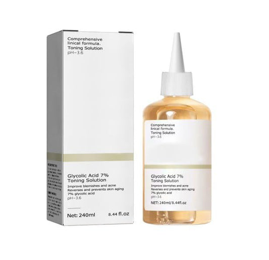 Glycolic Acid 7% Toner, Glycolic Acid 7% Toning Resurfacing Solution, Facial Exfoliation Astringe Pores, Blemishes and Acne. (240 ml)