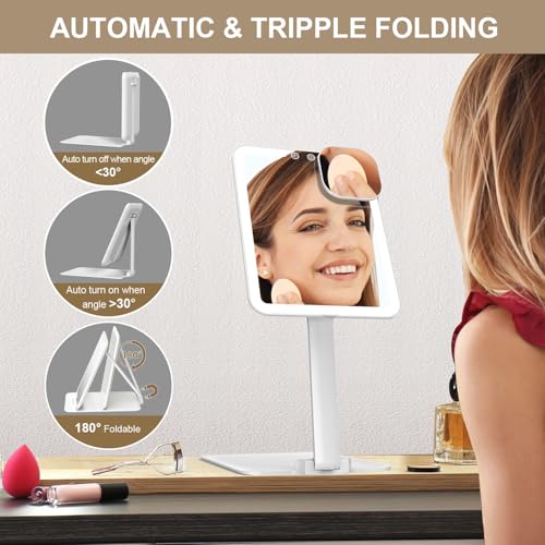 Mocado Travel Makeup Mirror with Light, Rechargeable, 3 Colors